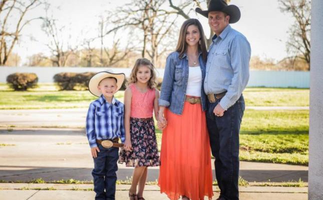 Ashley Schroeder was named the new elementary principal for Windthorst ISD on June 24. Also pictured are her children Johnston and Libby and her husband Chance. Courtesy photo/Ashley Schroeder