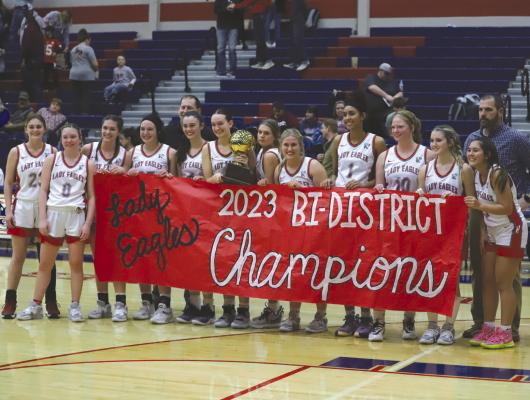 The Holliday Lady Eagles made quick work of Millsap in the bi-district round, coasting to a 78-41 rout of the Lady Bulldogs on Monday, Feb. 13, in Graham. Photo/Will Edwards