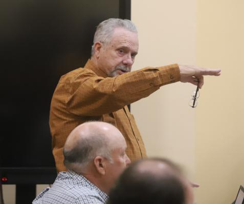 Commissioner Pct. 1 Wade Scarbrough speaks at the county commissioner's court workshop on Thursday, May 21.