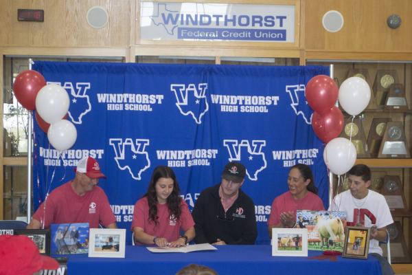 Windthorst Senior Marisa Frazier signed a full livestock judging scholarship to Howard College at the Windthorst High School foyer on Wednesday, April 6.