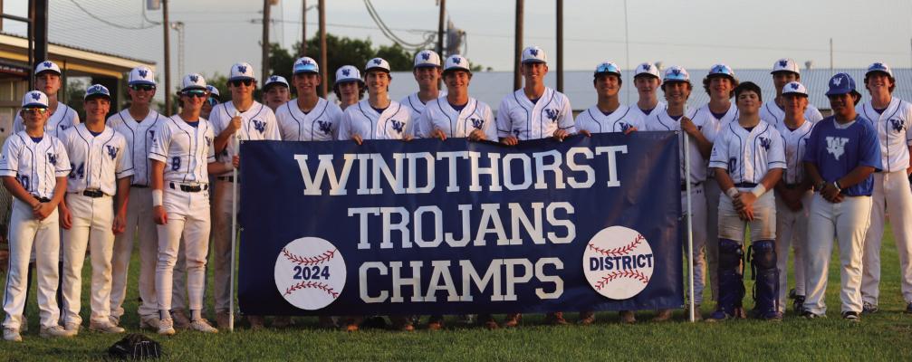 The Windthorst Trojans claimed another baseball district title on Tuesday, April 23, with a pair of shutout wins over Archer City. Photo/Landon Davis