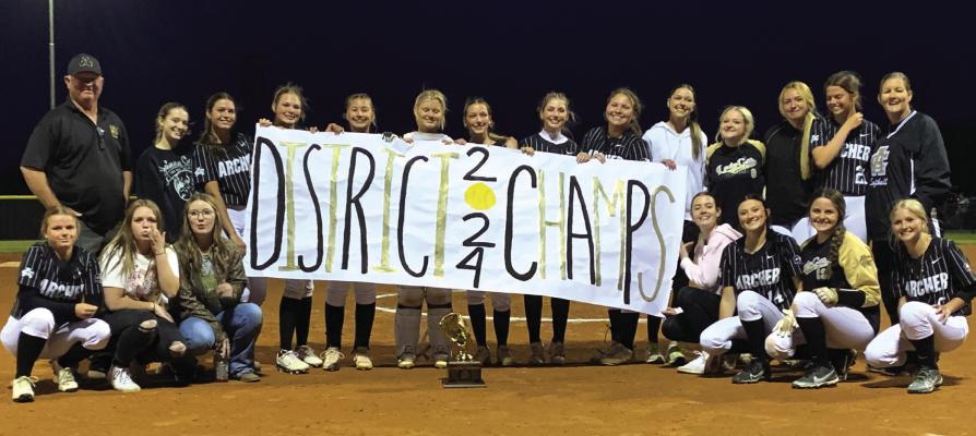 The Archer City Lady Cats claimed a district title with a 13-2 win over the Windthorst Trojanettes on Friday, April 20. Photo/Nathan Lawson