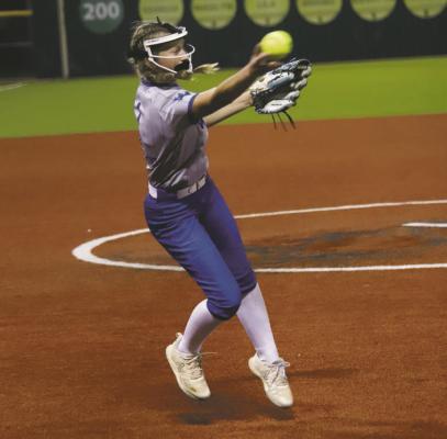 A senior-less Windthorst softball team won’t stop shortstop Karissa Fillingim and her Trojanette teammates as they vie for a shot at the district title. Photo/Landon Davis