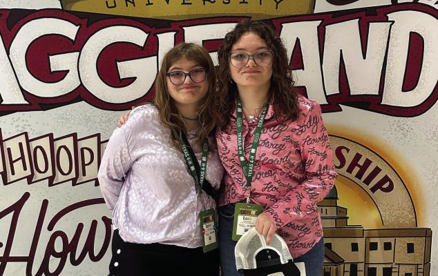 Taylor Conrad competed in the Open Educational Presentation Contest presenting on Feline Cerebellar Hypoplasia at the Texas 4-H Round Up in College Station. Leah Conrad competed in the Invitational Livestock Judging Contest. Courtesy photo