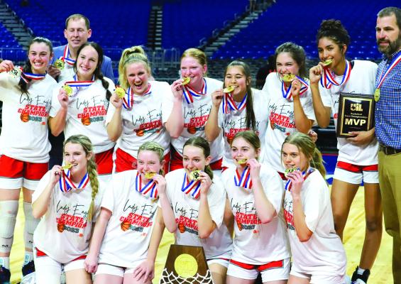 The Holliday Lady Eagles won the 3A Girls Basketball State Champiosnship Saturday, March 4, in the Alamodome in San Antonio. The Lady Eagles defeated the reigning champions Fairfield 58-47 to claim their first title. File photo