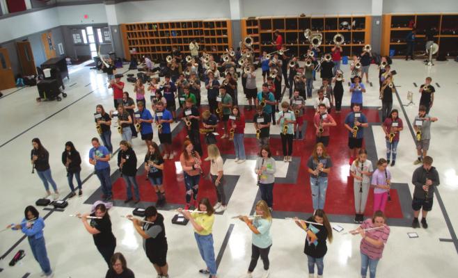 The new addition to the Holliday ISD band hall will allow for the Eagle Marching Band to practice their halftime performances in a large indoor setting. Photo/Nathan Lawson