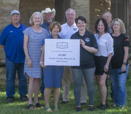 The Archer County Museum and Arts Center was presented with a $5,000 grant from the Texas Historical Foundation for its wall stabilzation project on Wednesday, May 24. Photo/Nathan Lawson