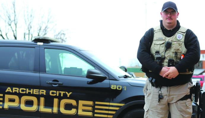Joshua Sosebee has been patrolling the streets of Archer City as the newest member of the Archer City Police Department. Sosebee is an Electra native. Photo/Nathan Lawson