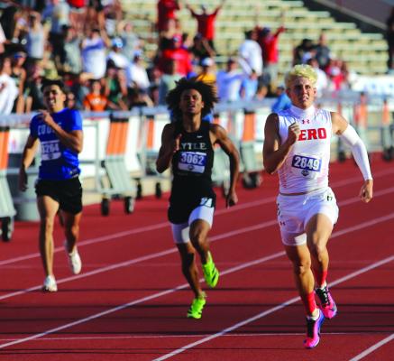 Holiday’s Brayden Hamill made the most of his state debut in the 400-meter dash on Thursday, May 14. The junior churned out a first-place time 49.19 to earn his first career state gold medal. Photo/Landon Davis