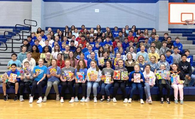 Windthorst Jr. High gifts supplies to Children's Miracle Network