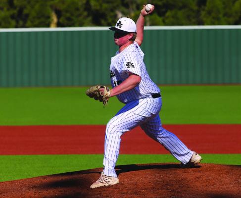 Archer City pitcher Shooter Canada fires a pitch against the Jacksboro Tigers in American Cancer Society baseball tournament on Thursday, Feb. 26. Photo/Landon Davis