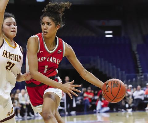 Holliday senior Jalynn Bristow earned the Dave Campbell’s Miss Texas Basketball award after leading the Lady Eagles to the state championship with 25.8 points, 13.6 rebounds, 3.6 steals and 1.6 blocks per game.. Photo/Will Edwards