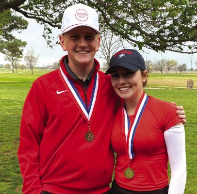 Holliday’s Makayla Smith and Hunter Jones are regional bound after picking up a first and third place finish, respectively at the District 7-3A meet. Courtesy photo