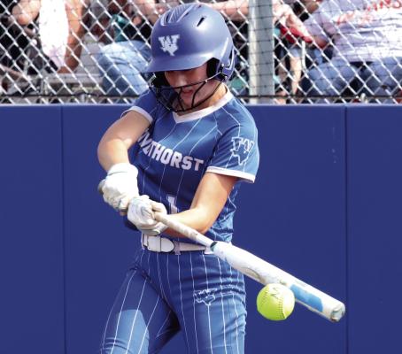 Trojanette shortstop Karissa Fillingim was named district Offensive MVP in softball. The junior collected 26 hits, 15 stolen bases, and 41 total bases, all team-highs, in 10 district games. File photo