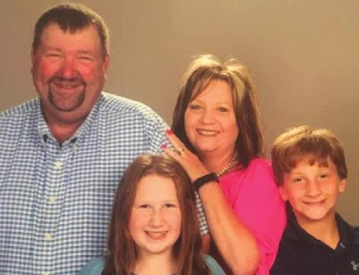 Windthorst Mayor Greg Vieth (left) will end his time as mayor on May 7. Also pictured are his wife Patricia (P.A.), and children Kensley and Karson. Courtesy photo