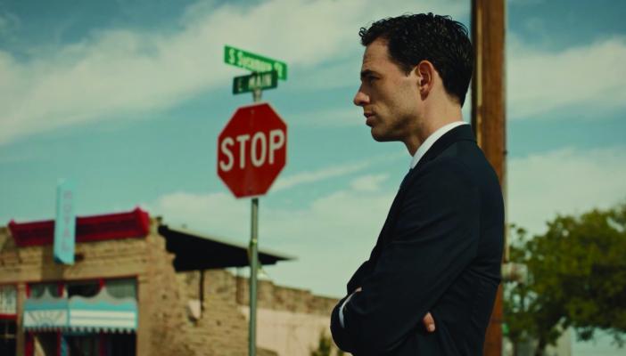 Adam Lowder acts in a scene from Wayward Kin, an independent film shot entirely in North Texas. The cast and crew spent three days filming in and around the Archer County Courthouse in 2022. Courtesy photo