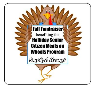 Advertisement graphic for Holliday senior citizen organization smoked ham sales