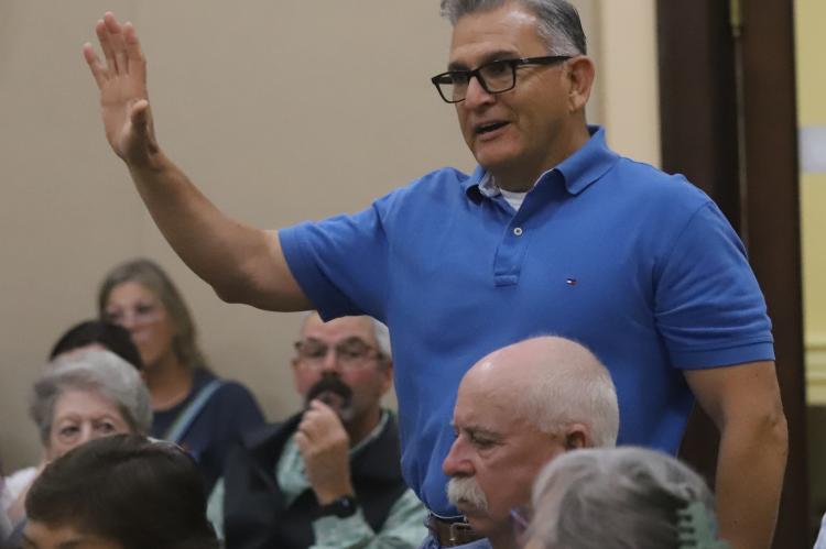 Resident Oscar Benavidez raises his concerns at the Archer County Commissioner's Court meeting on Thursday, May 21.